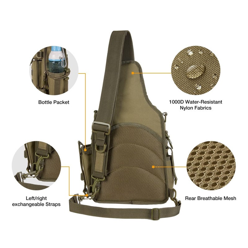 Piscifun Fishing Tackle Bag with Rod & Gear Holder, Lightweight Sling Bag Storge Gear and Equipment, Kaki - Image 4